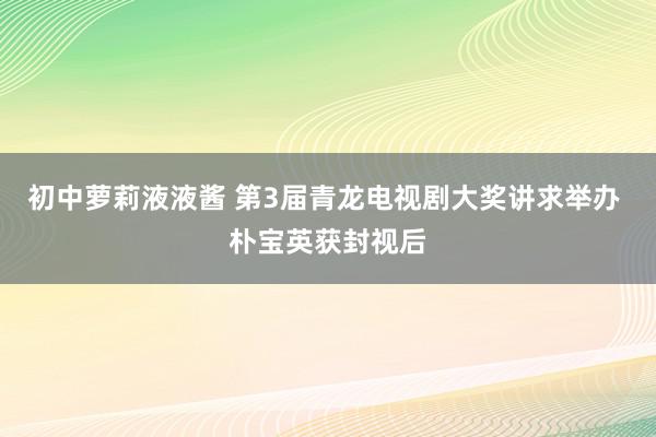 初中萝莉液液酱 第3届青龙电视剧大奖讲求举办 朴宝英获封视后