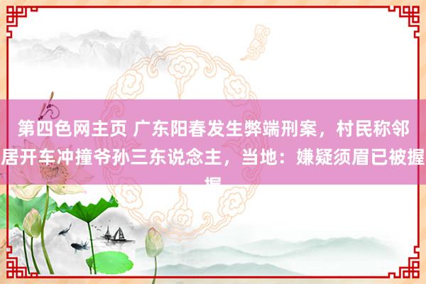 第四色网主页 广东阳春发生弊端刑案，村民称邻居开车冲撞爷孙三东说念主，当地：嫌疑须眉已被握