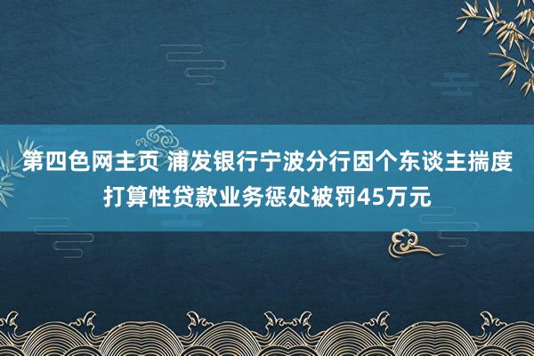 第四色网主页 浦发银行宁波分行因个东谈主揣度打算性贷款业务惩处被罚45万元