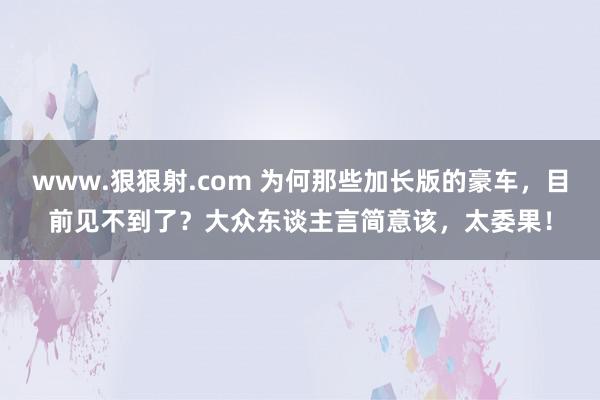 www.狠狠射.com 为何那些加长版的豪车，目前见不到了？大众东谈主言简意该，太委果！