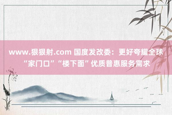 www.狠狠射.com 国度发改委：更好夸耀全球“家门口”“楼下面”优质普惠服务需求