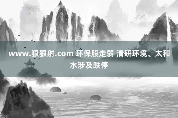 www.狠狠射.com 环保股走弱 清研环境、太和水涉及跌停