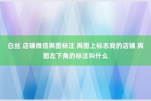 白丝 店铺微信舆图标注 舆图上标志我的店铺 舆图左下角的标注叫什么